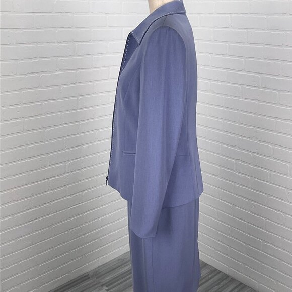 Garfield Marks Skirt Suit Women 6 Purple Saddle Stitch Zip Poly Classic USA VTG - Picture 3 of 16